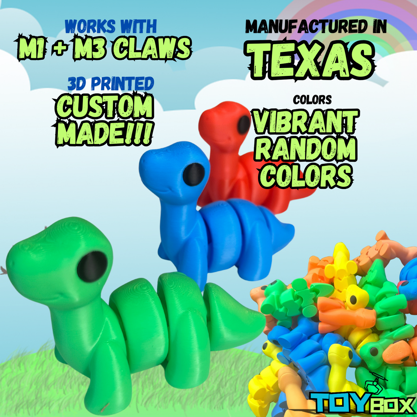 ($1.39) Toybox 3D - 4" Articulated Brontosaurus Dinos! M1 + M3 Compatible