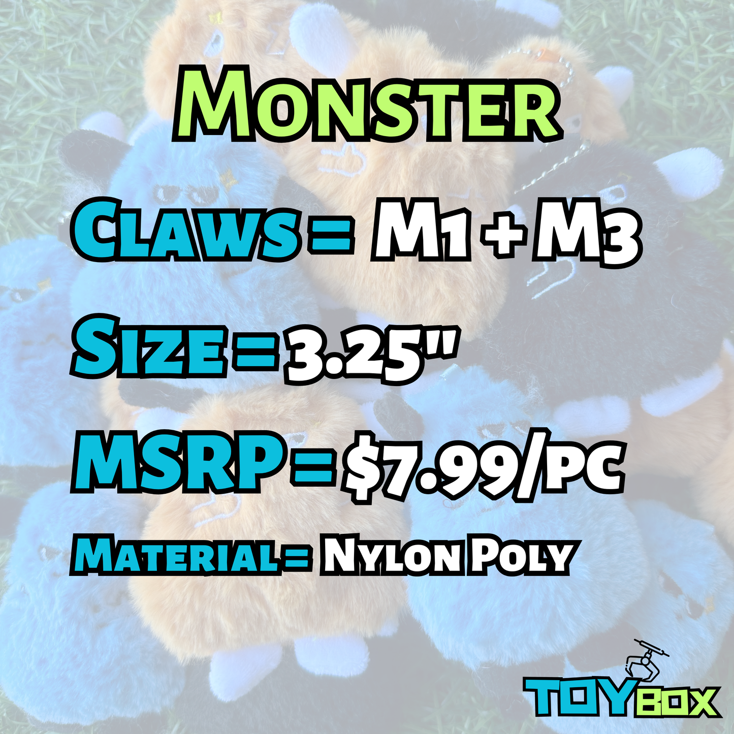 ($.67) 100pc 3.25" Thumbs Up Monsters - Kawaii Style