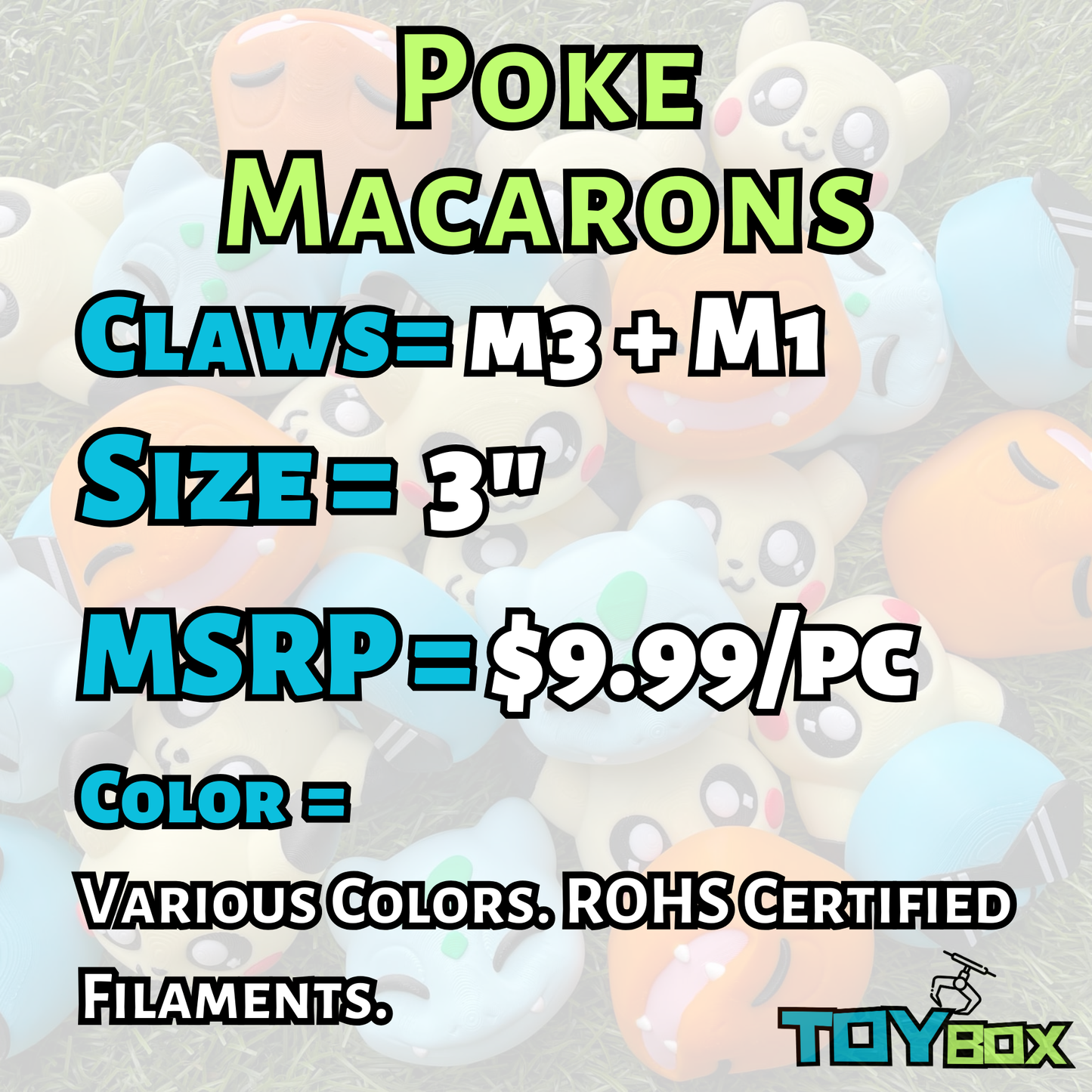 ($1.57) Toybox 3D - 100pc 3" Poke Macarons! 3" M1 + M3 Compatible