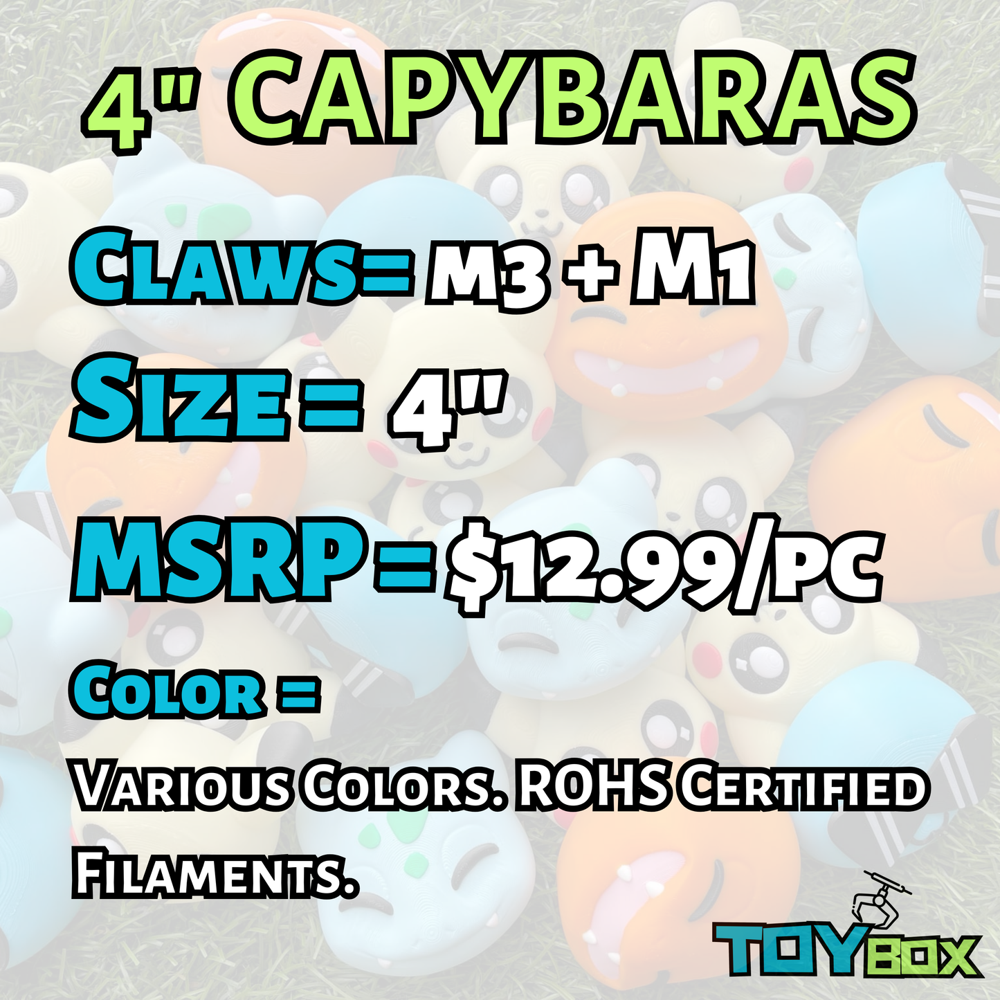 ($1.39) Toybox 3D - 100pc 4" Articulated Capybaras! M1 + M3 Compatible