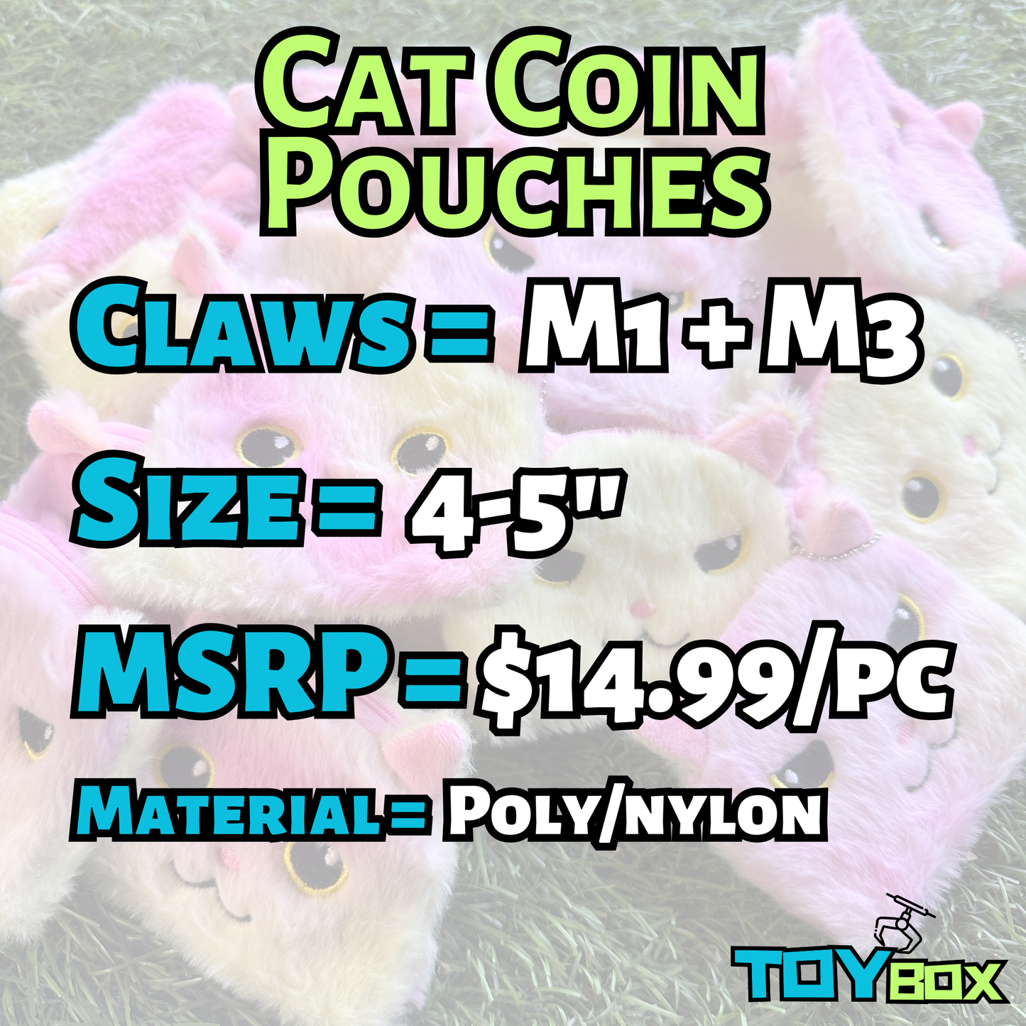 ($.99) 100pc Cat Coin Pouches Happy Sad Cats