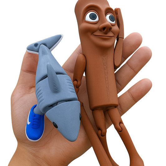 Italian Brainrot - 8" Tung Tung + 6" Tralalero Custom Printed Toys