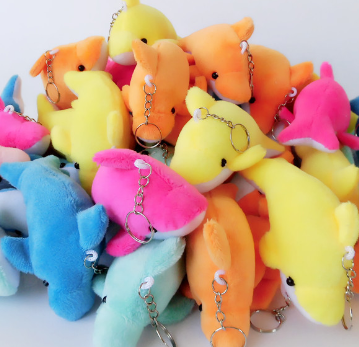 ($.87) 100pc 4" Dolphin Plush Keychains