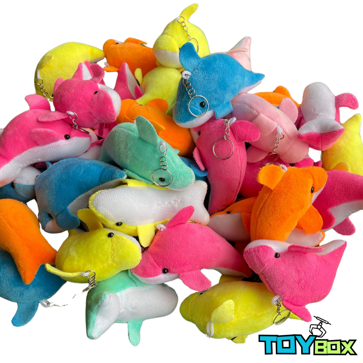 ($.87) 100pc 4" Dolphin Plush Keychains