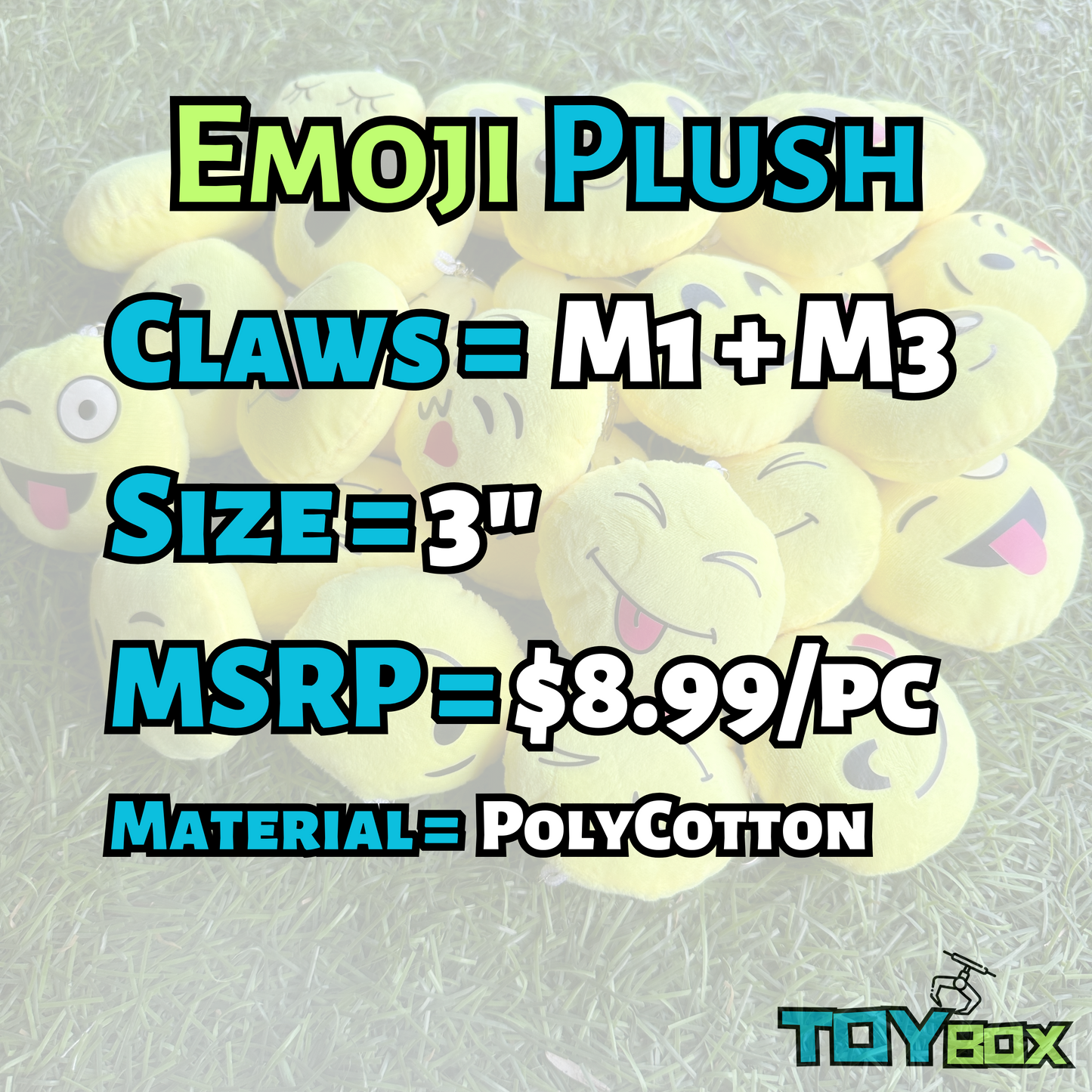 ($.73) 100pc 3" Mixed Emoji Plush