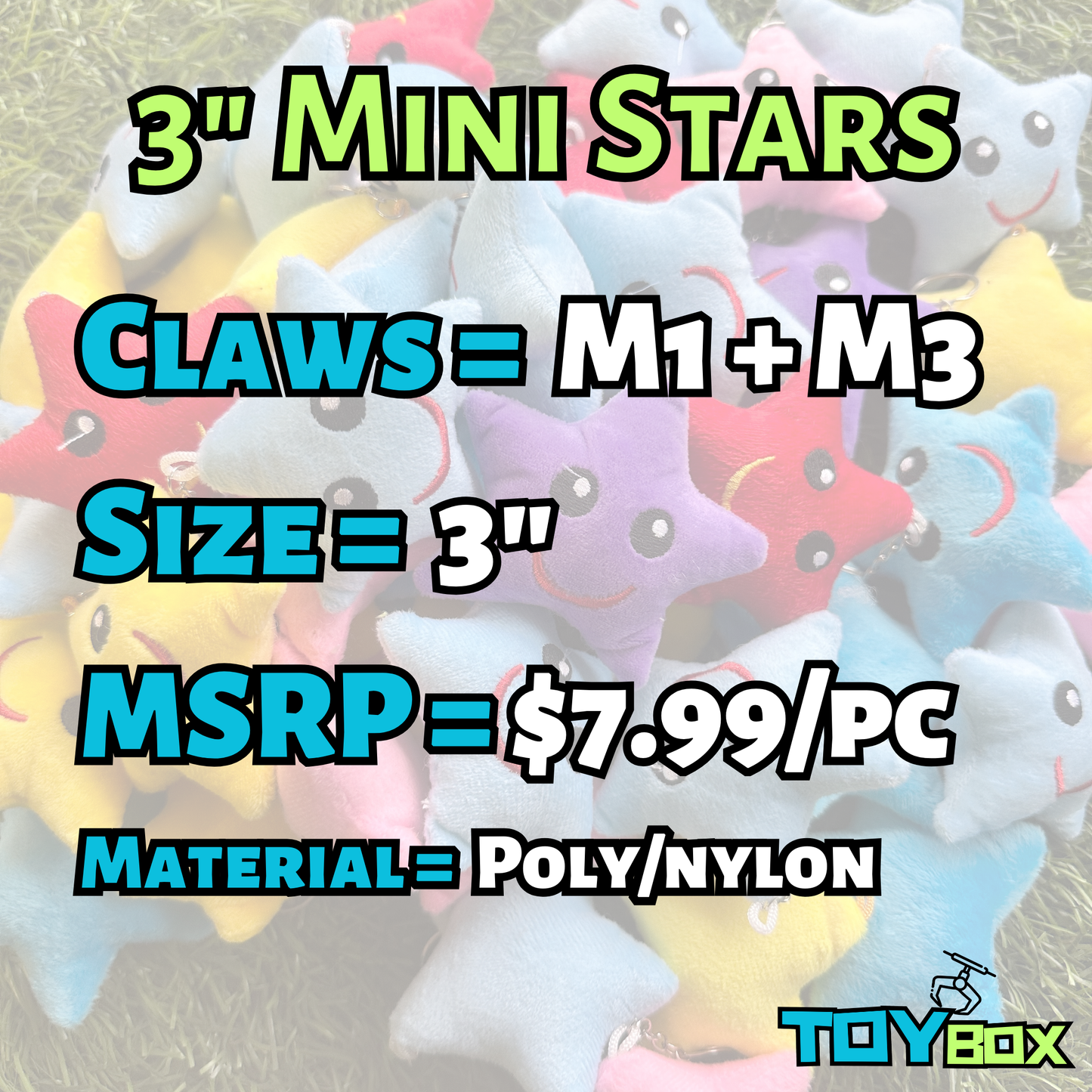 ($.66) 100pc 3" Happy Stars - Mixed Pack