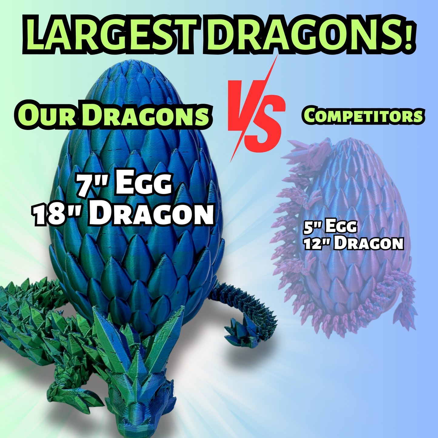 Toybox 3D - MEGAPRIZE 18" Dragon with Egg Pearlescent Green and Blue MSRP $79.99