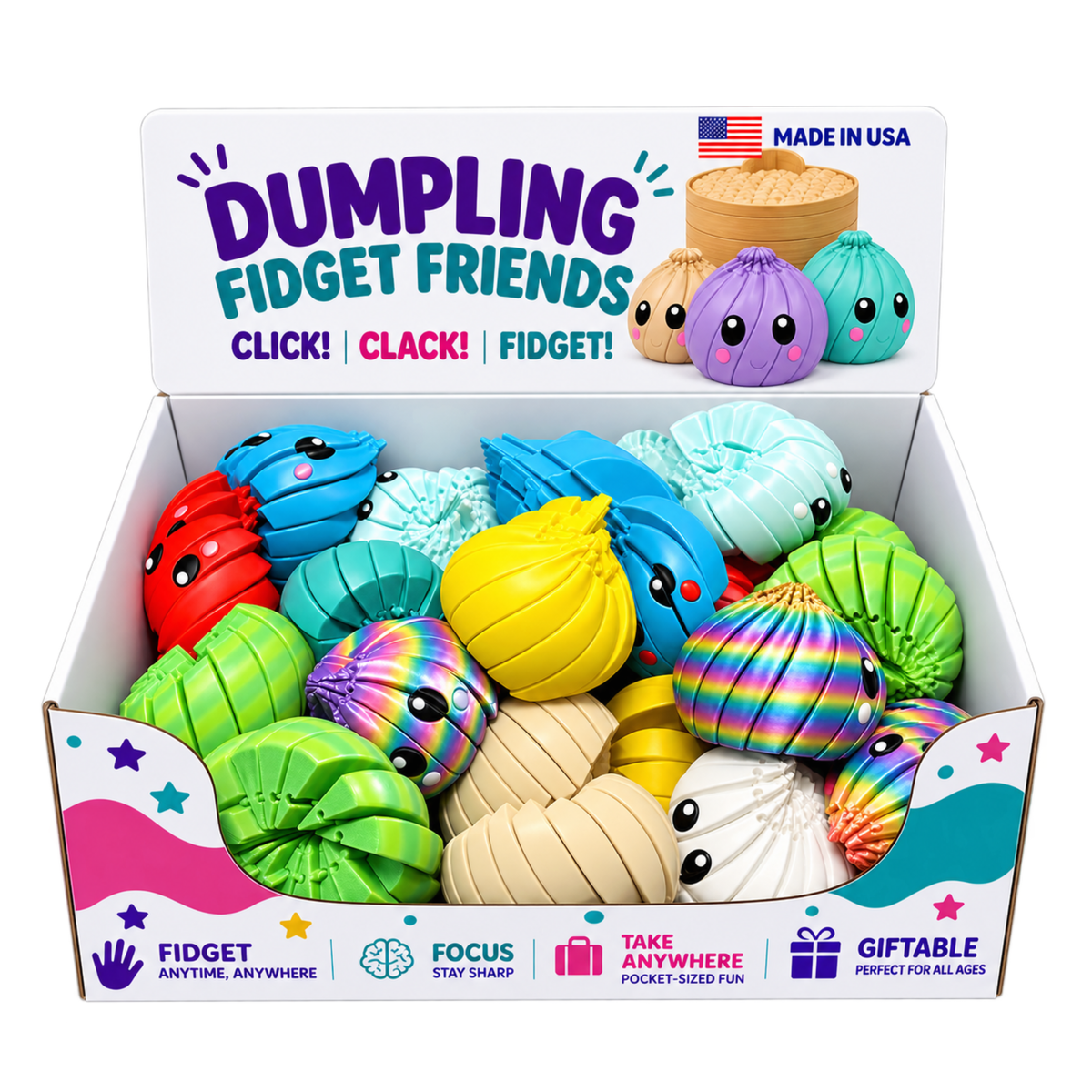 24 Pack PDQ - Articulated Fidget Dumplings