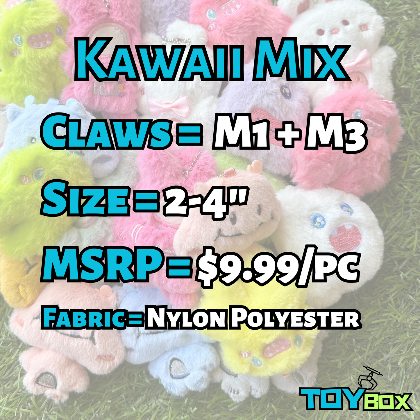 ($.76) 100pc 3.25" Kawaii Style Keychain Mix Plush